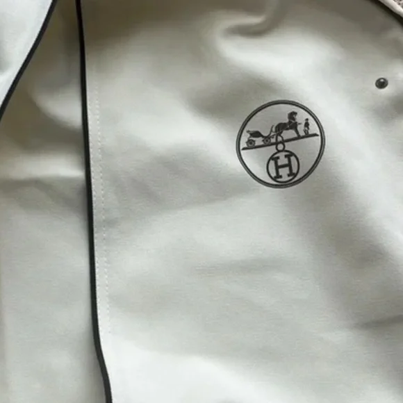 Hermes White Garment Bag with Blue Trim